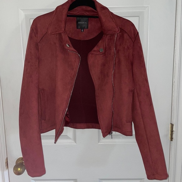 Dynamite Burgundy Suede Moto Jacket - Picture 2 of 9
